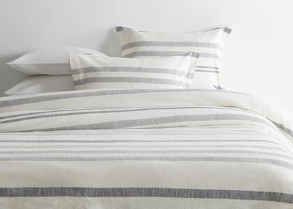 Ensembles de housse de couette en coton Landon ivoire/gris