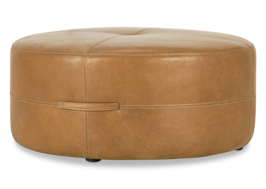 Archibald Leather Ottoman 36" -Adler Tan