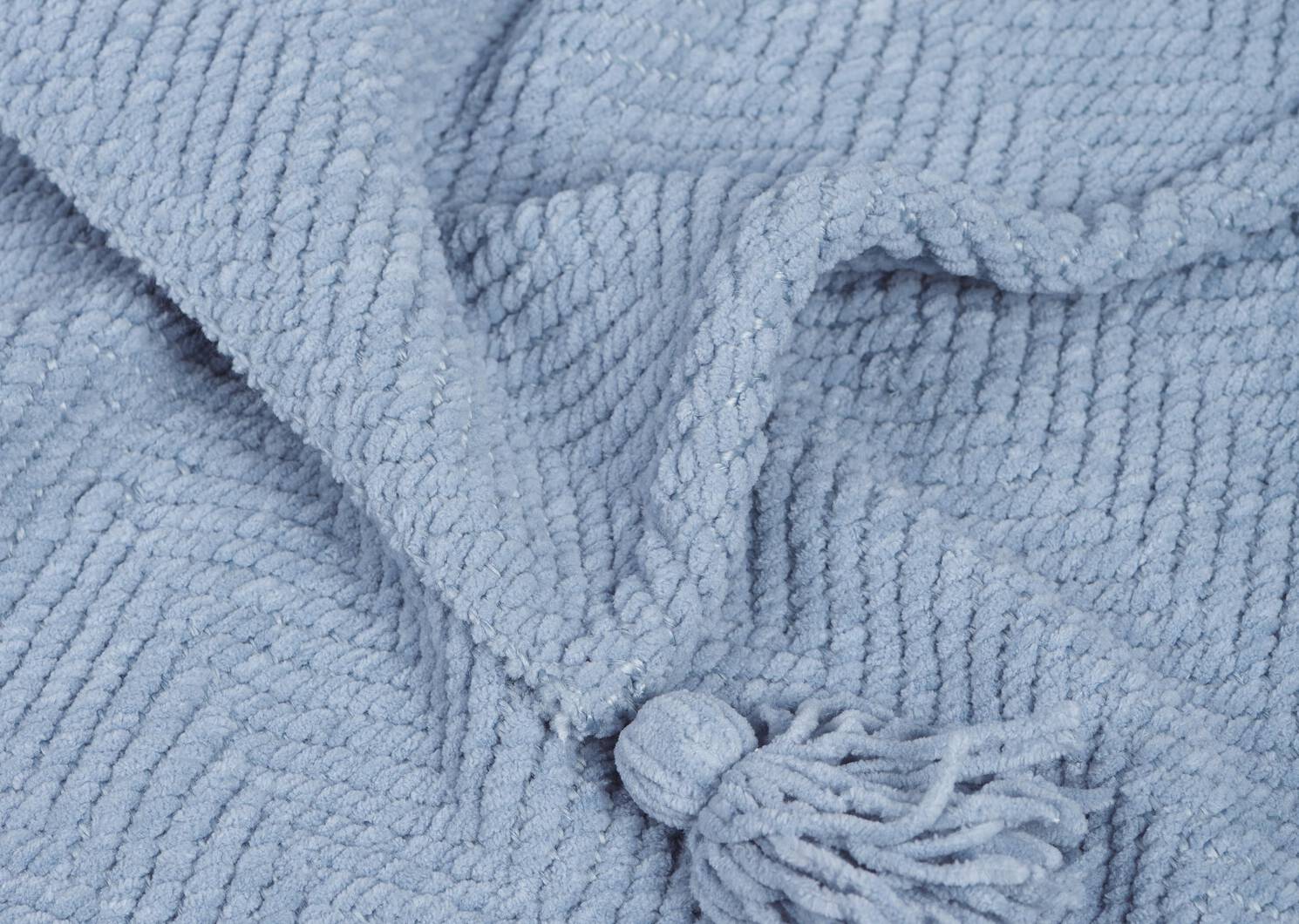 Brisbane Chenille Throw Dusty Blue