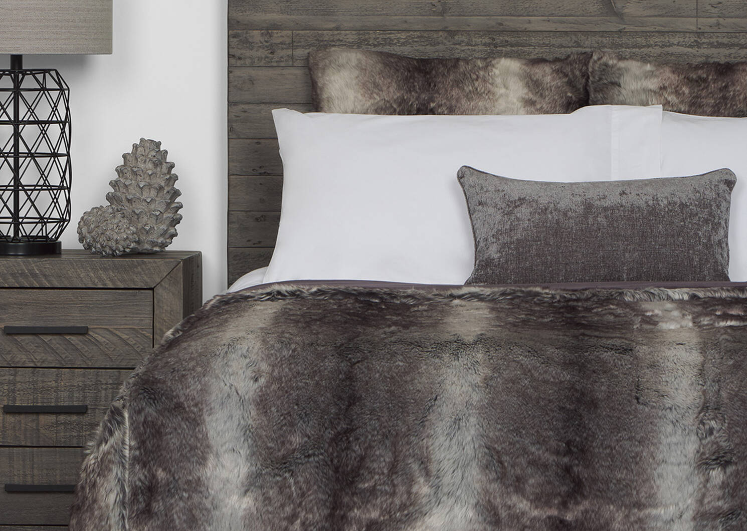 Haven Faux Fur Bedspread Kg Grey Wolf