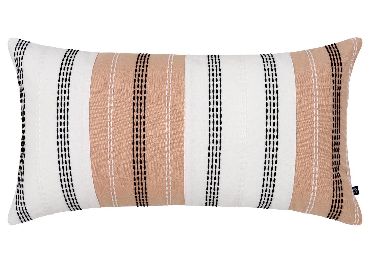 Coussin Drea 12x22 ivoire/sel rose/noir