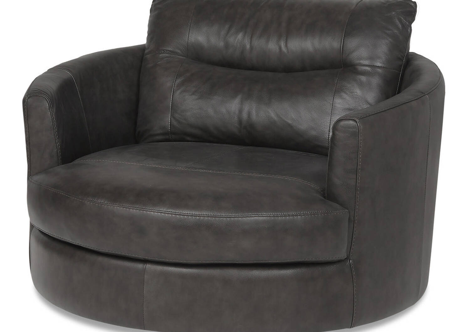 Andros Leather Chair w/ Ottoman -Grey