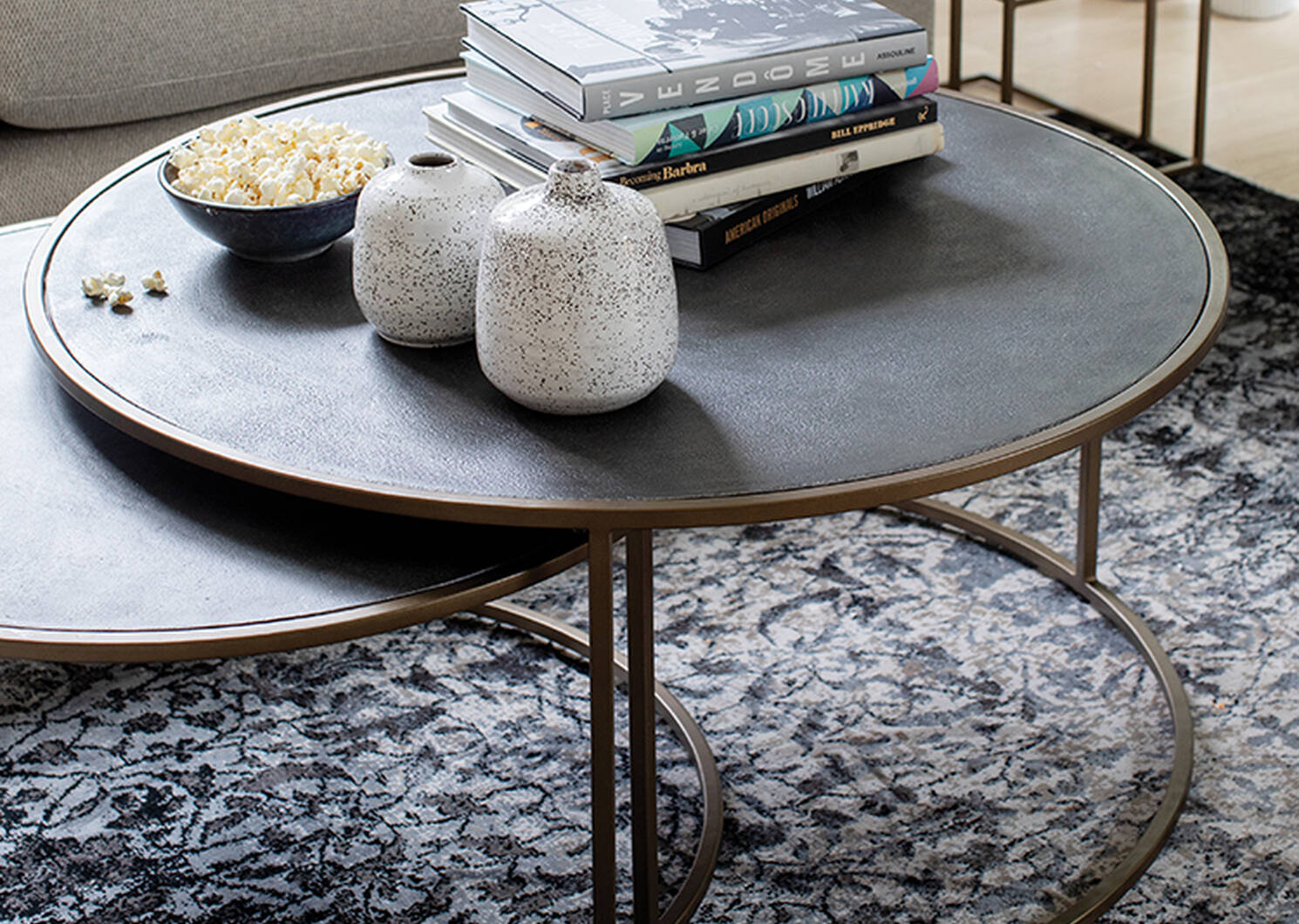 Hemsley Nesting Coffee Table Set -Brass