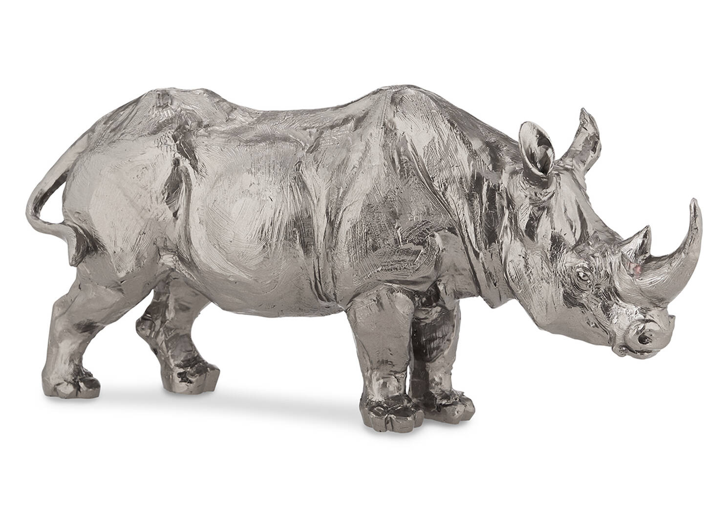 Meru Rhino Statue Pewter