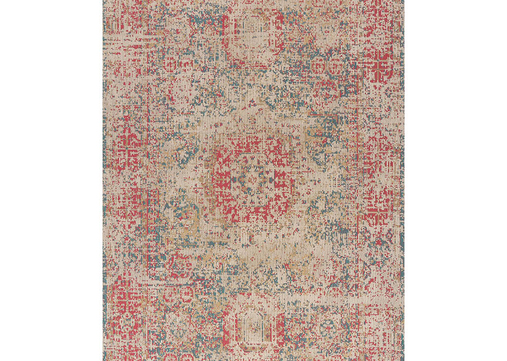 Tapis Azusa 96x120 sable/corail/bleu