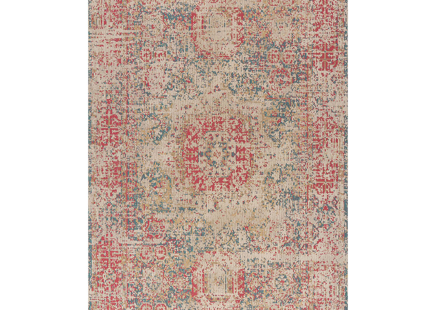 Tapis Azusa 96x120 sable/corail/bleu