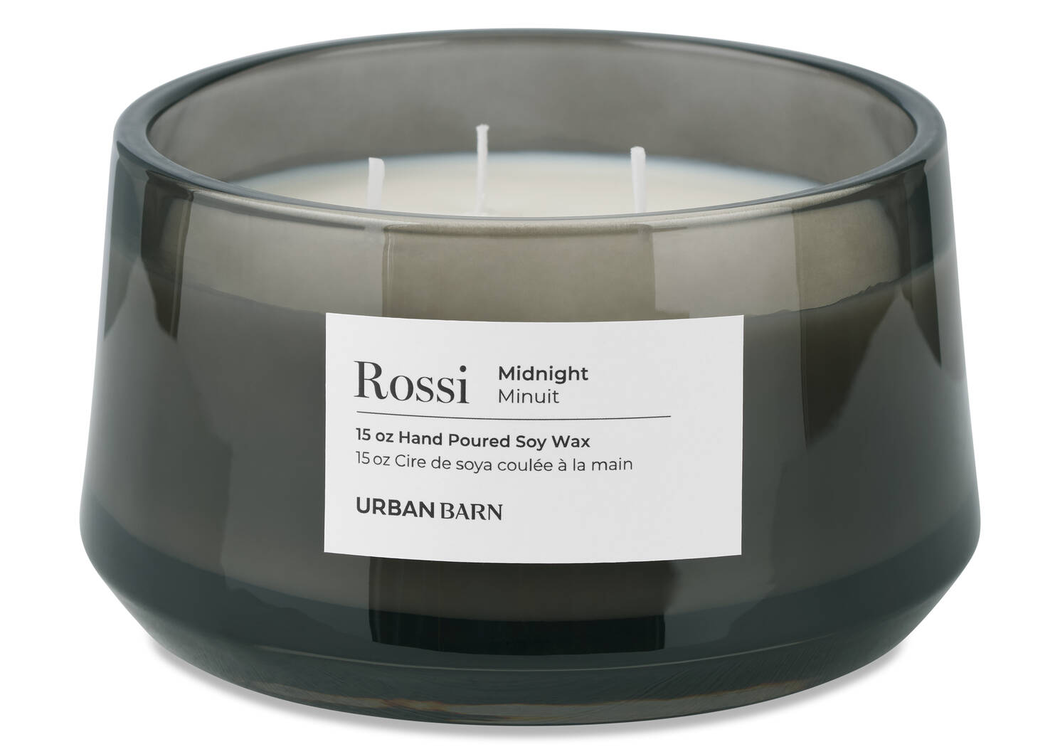 Large bougie en pot Rossi grise
