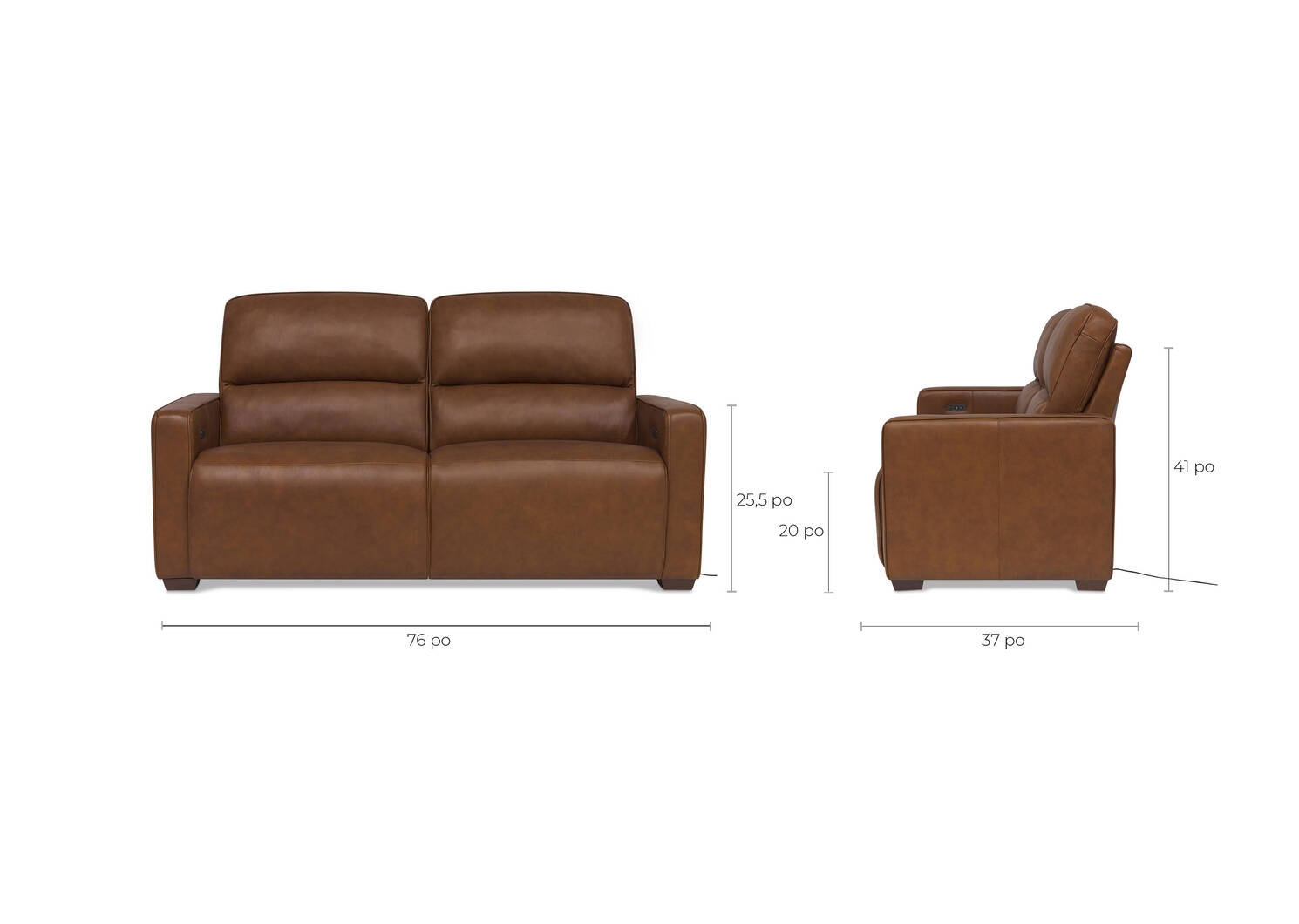 Canapé inclinable cuir Reese -Arlo rhum