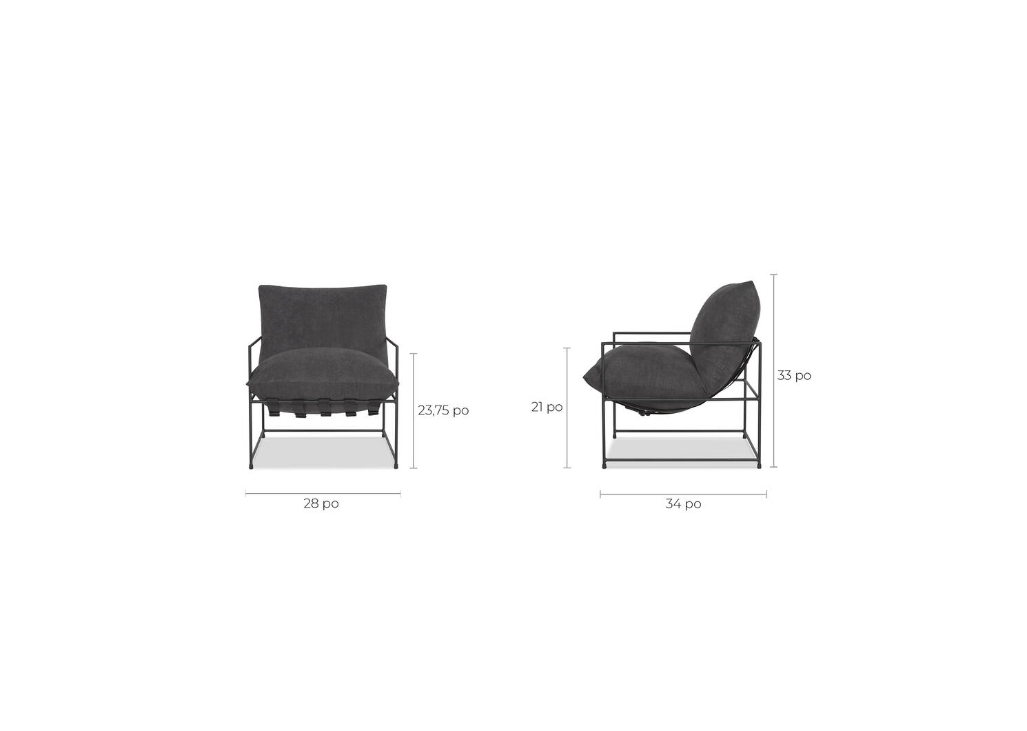 Fauteuil Mondo 28 po -Sorrento graphite