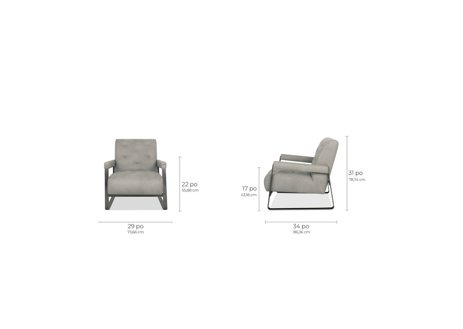Fauteuil Randel -Russ étain