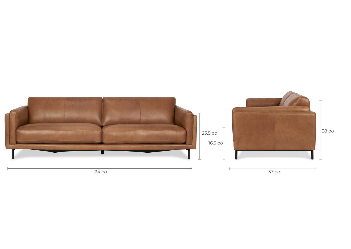 Canapé cuir Renfrew 94 po -Adler brun cl