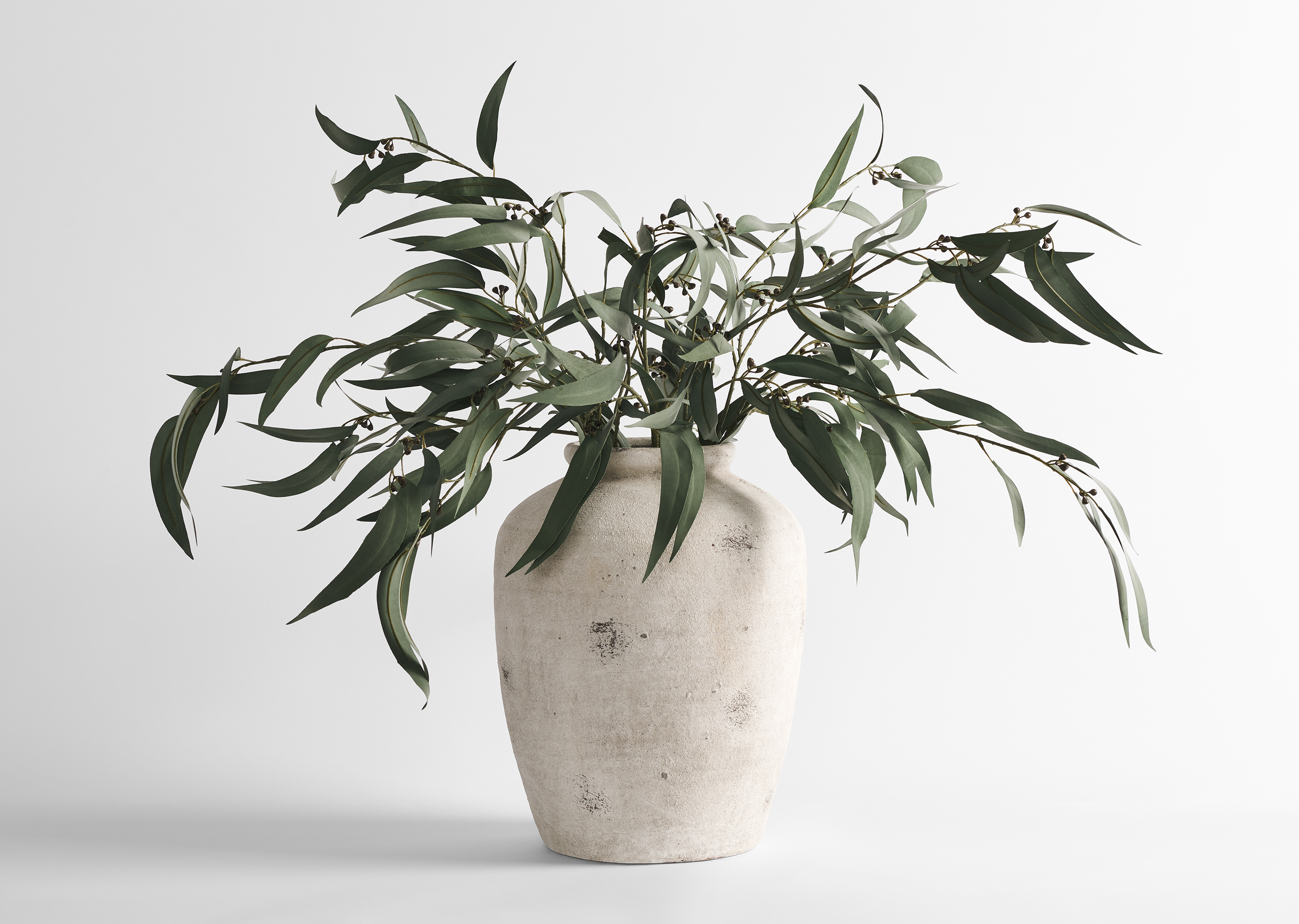 Vase Carmina et branches de feuilles gumnut Shay